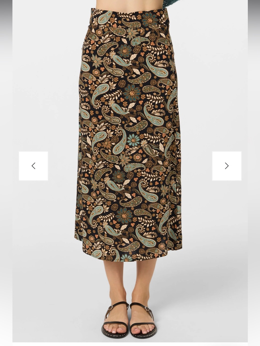 NWT Sunni Rosalia Paisley Midi Skirt Lightweight Fall Colors